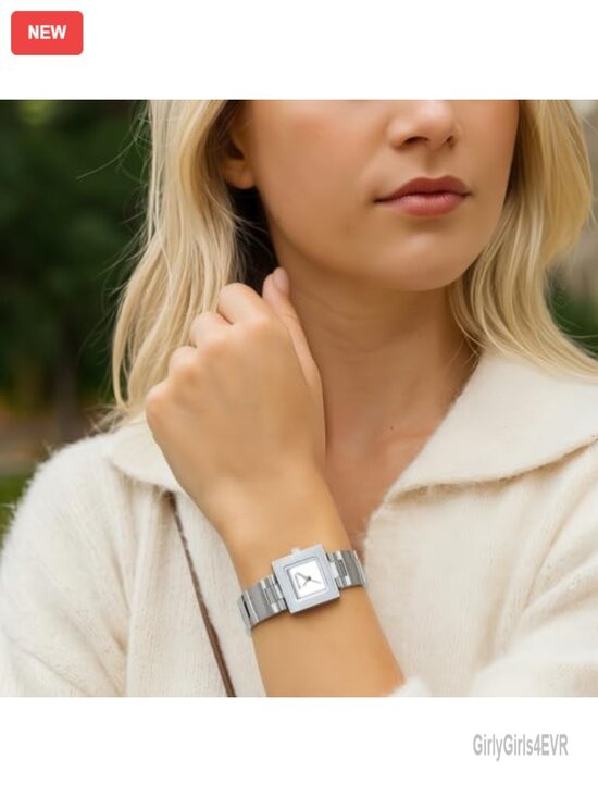 Dainty Square Gold Plated Watch with Bangle Bracelet Water Resistant Japanese main image 7